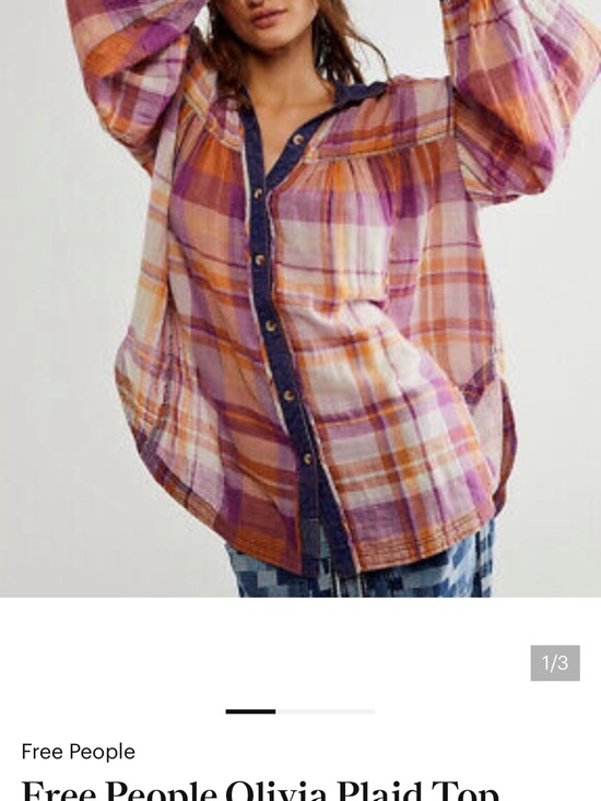 Free People Tops - Free People Plaid Button-Front Top in Pink, Orange, Purple